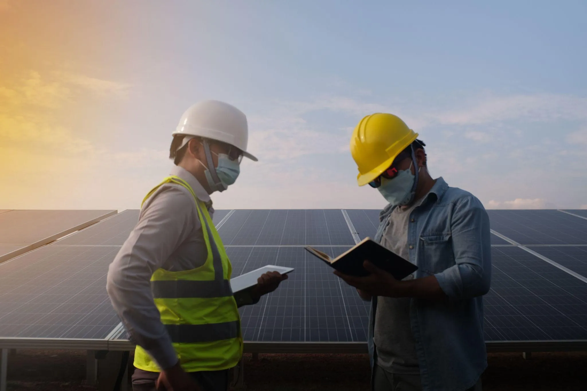 Solar EPC construction team on site