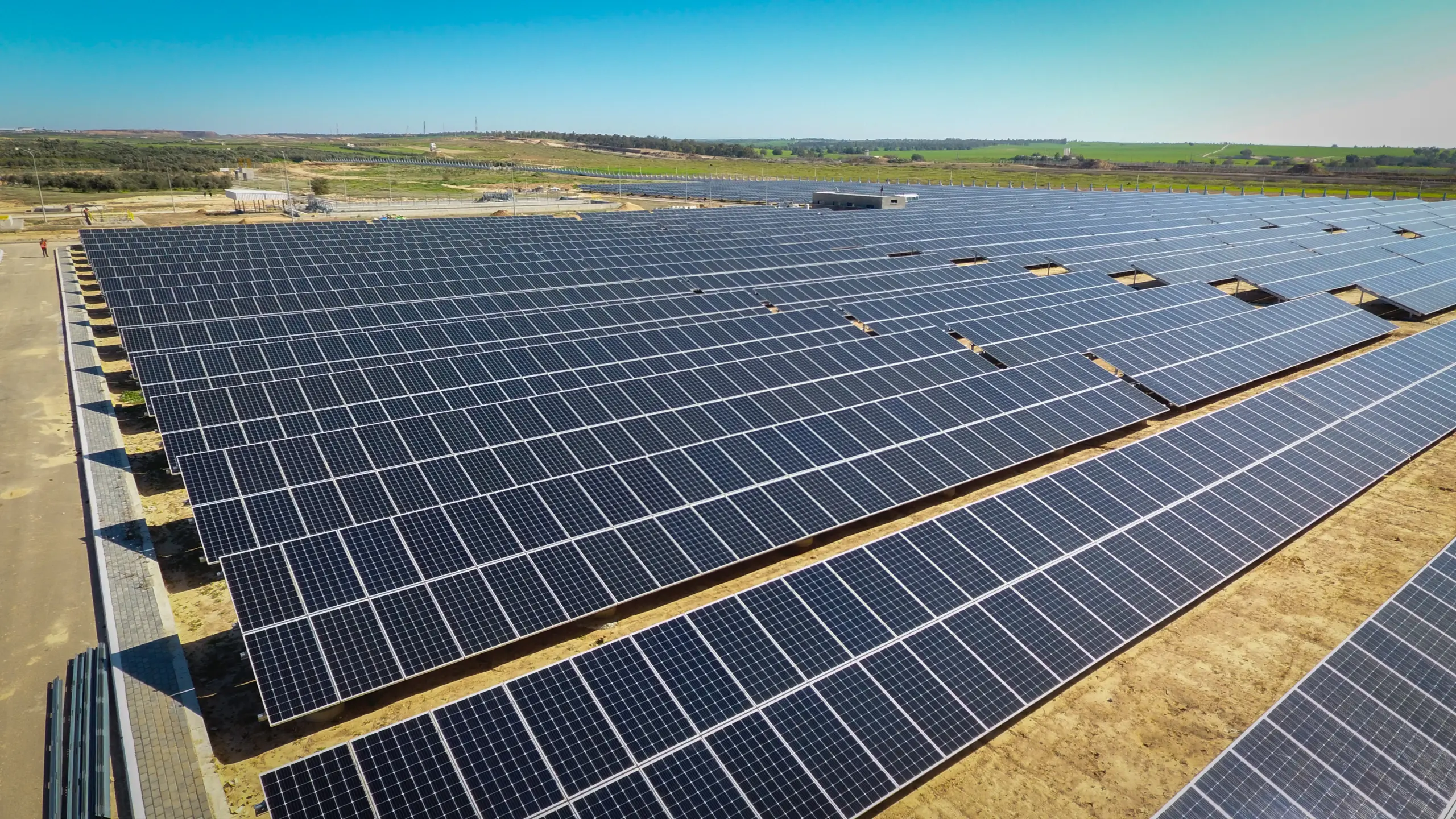 Large solar PV array at Gaza treatment plant site