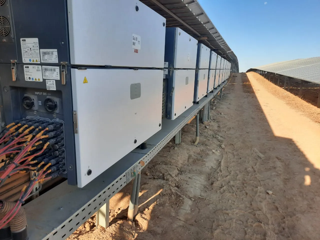 Electrical integration cabinets under photovoltaic structure at Taybah solar plant