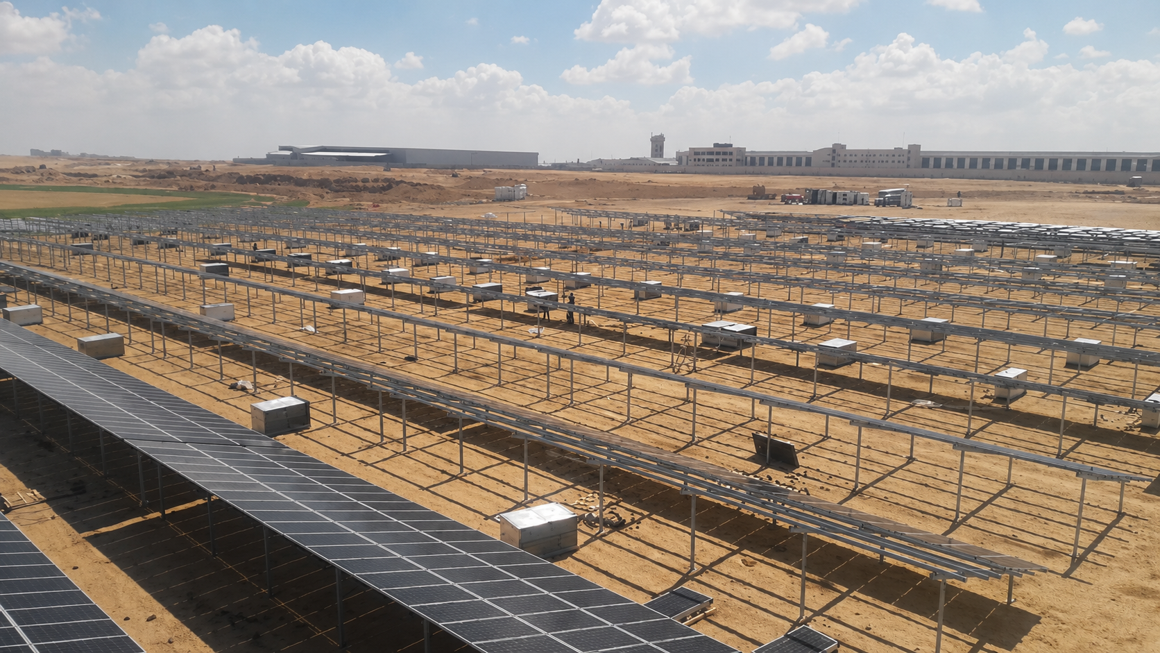 Taybah Metal Industries industrial solar plant arrays installed beside the steel manufacturing facility